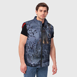 Мужской жилет Старый заброшенный замок - Halloween, цвет: 3D-красный — фото 2