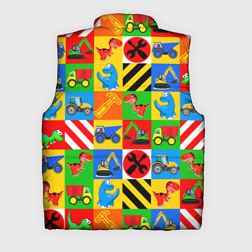 Мужской жилет Машинки и динозаврики в кубиках / 3D-Светло-серый – фото 2