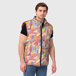 Мужской жилет Оранжевая мозаика акварель, цвет: 3D-красный — фото 2