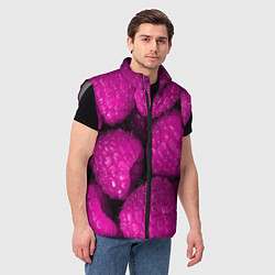 Мужской жилет Ягоды малины, цвет: 3D-светло-серый — фото 2