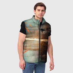 Мужской жилет Светло-синий абстрактный фон и брызки красок, цвет: 3D-черный — фото 2