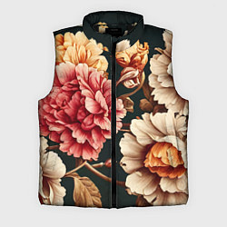 Мужской жилет Цветы в стиле рококо, цвет: 3D-черный