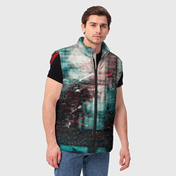 Мужской жилет Абстрактные силуэты и тени с красками, царапинами, цвет: 3D-красный — фото 2