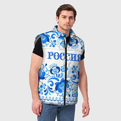 Мужской жилет РОССИЯ голубой узор, цвет: 3D-светло-серый — фото 2