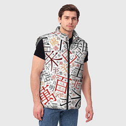 Мужской жилет Иероглифы, цвет: 3D-светло-серый — фото 2
