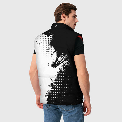 Мужской жилет Mitsubishi - черно-белая абстракция / 3D-Красный – фото 4