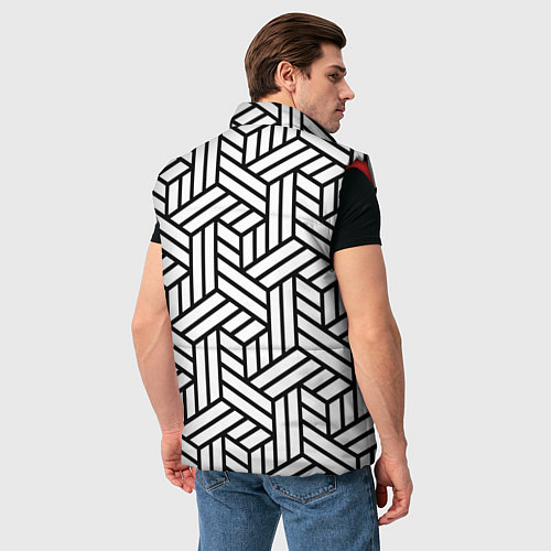 Мужской жилет Чёрно-белый завивающийся паттерн / 3D-Красный – фото 4