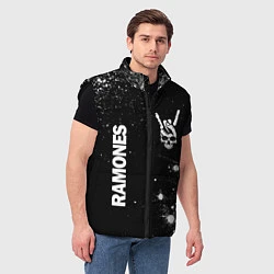 Мужской жилет Ramones и рок символ на темном фоне, цвет: 3D-черный — фото 2