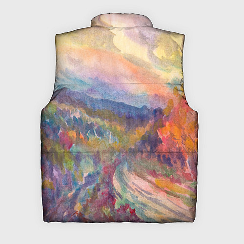 Мужской жилет Осенний пейзаж акварель / 3D-Черный – фото 2
