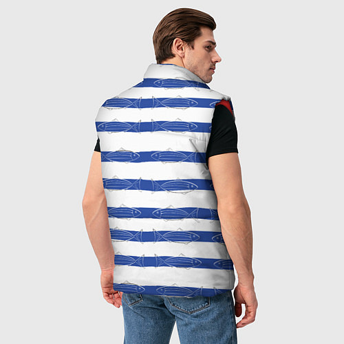 Мужской жилет Рыбы в полоску / 3D-Красный – фото 4