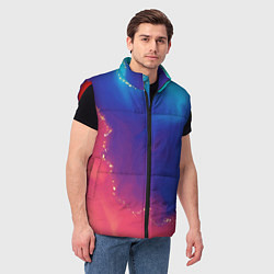 Мужской жилет Нарядный красно-синий градиент с блестками, цвет: 3D-красный — фото 2