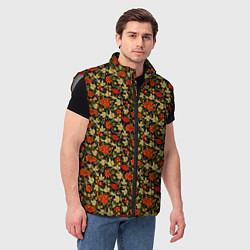 Мужской жилет Хохлома - красные ягоды, цвет: 3D-светло-серый — фото 2