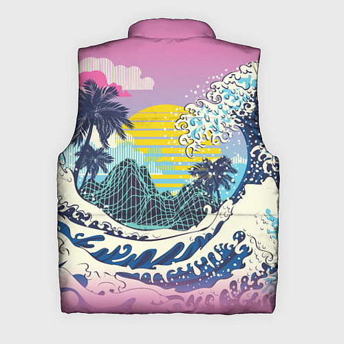 Мужской жилет Штормовые океанские волны и пальмы / 3D-Черный – фото 2