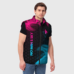 Мужской жилет No Mans Sky - neon gradient: надпись, символ, цвет: 3D-черный — фото 2