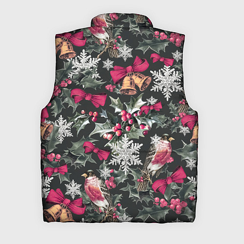 Мужской жилет Новый год колокольчики, птицы, снежинки / 3D-Черный – фото 2