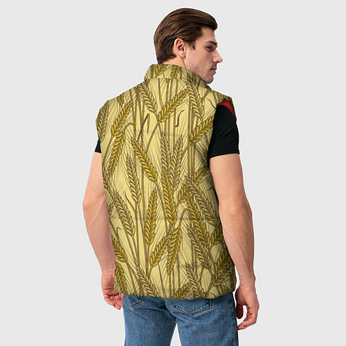 Мужской жилет Винтажные колоски пшеницы / 3D-Красный – фото 4