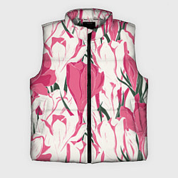 Мужской жилет Цветы красные и белые, цвет: 3D-светло-серый