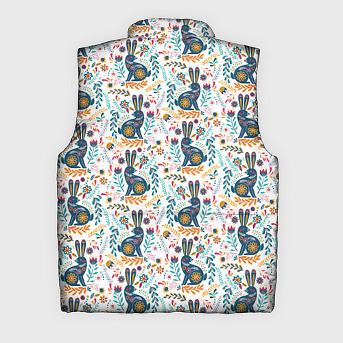 Мужской жилет Новогодний паттерн - Кролики и веточки / 3D-Светло-серый – фото 2