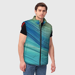 Мужской жилет Абстрактные синезелёные волны, цвет: 3D-красный — фото 2