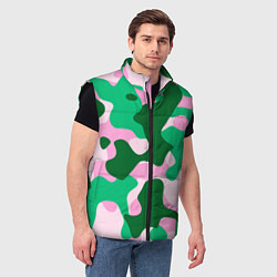 Мужской жилет Абстрактные зелёно-розовые пятна, цвет: 3D-черный — фото 2