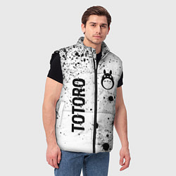 Мужской жилет Totoro glitch на светлом фоне: надпись, символ, цвет: 3D-черный — фото 2
