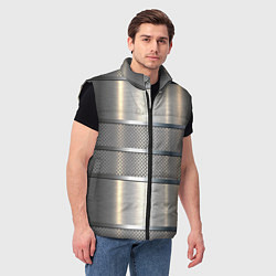 Мужской жилет Металлические полосы - текстура алюминия, цвет: 3D-черный — фото 2