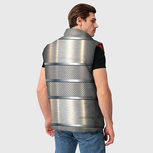 Мужской жилет Металлические полосы - текстура алюминия / 3D-Красный – фото 4