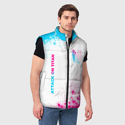 Мужской жилет Attack on Titan neon gradient style: надпись, симв, цвет: 3D-черный — фото 2