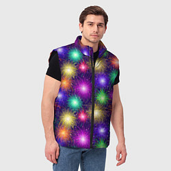 Мужской жилет Праздничный салют - фейерверк, цвет: 3D-черный — фото 2