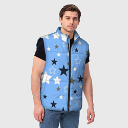 Мужской жилет Звёзды на голубом фоне, цвет: 3D-черный — фото 2