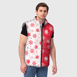 Мужской жилет Снежинки красно-белые, цвет: 3D-светло-серый — фото 2