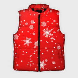 Мужской жилет Снежинки на красном фоне