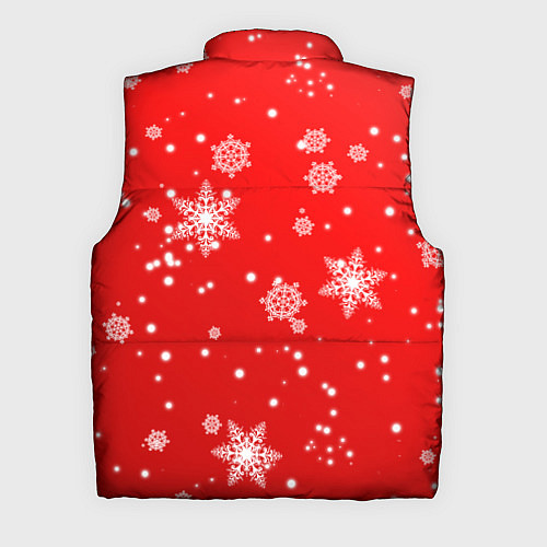 Мужской жилет Снежинки на красном фоне / 3D-Черный – фото 2