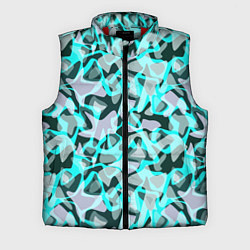 Мужской жилет Пятнистый абстрактный узор серый с бирюзовыми лини
