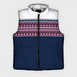 Мужской жилет Скандинавский орнамент на синем, бордовом фоне