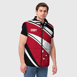 Мужской жилет Красно черная абстракция на белом спорт, цвет: 3D-черный — фото 2