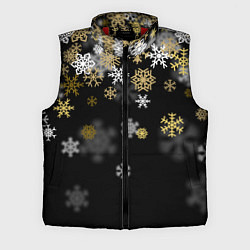 Мужской жилет Золотые и белые снежинки, цвет: 3D-красный