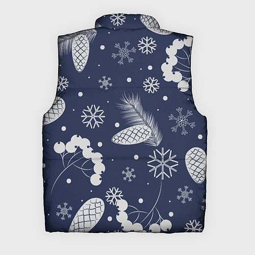 Мужской жилет Зимние ягоды и шишки на синем фоне / 3D-Светло-серый – фото 2