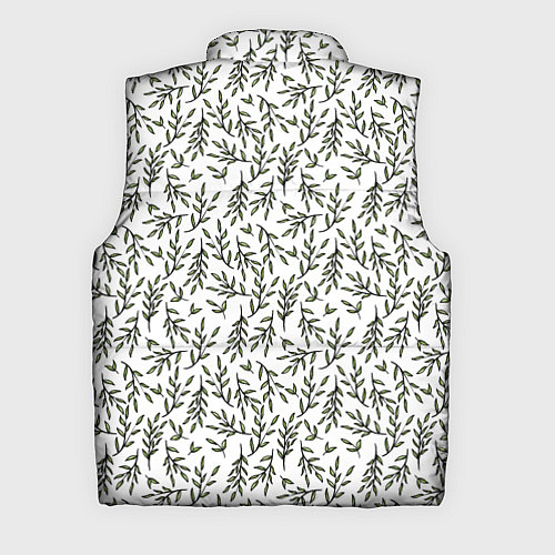 Мужской жилет Веточки на белом - паттерн / 3D-Черный – фото 2