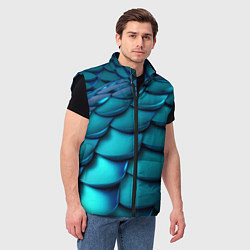 Мужской жилет Чешуя бирюзовая металлик, цвет: 3D-черный — фото 2