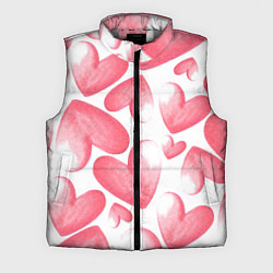 Мужской жилет Розовые акварельные сердца - паттерн, цвет: 3D-светло-серый