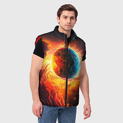 Мужской жилет Планета в огненном космосе, цвет: 3D-красный — фото 2