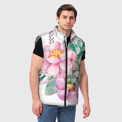 Мужской жилет Пастельные цветы - посередине, цвет: 3D-светло-серый — фото 2