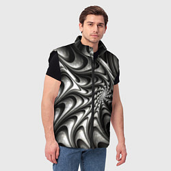 Мужской жилет Abstract fractal grey, цвет: 3D-черный — фото 2