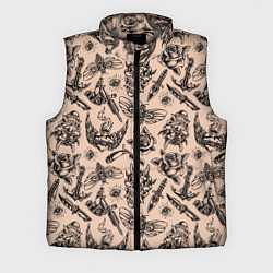 Мужской жилет Татуировка с цикадой и демоном Они - паттерн