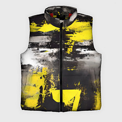 Мужской жилет Черно-желтая абстракция, нейросеть, цвет: 3D-красный