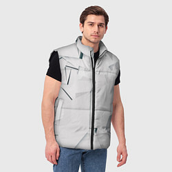 Мужской жилет Абстрактные разные белые и серые фигуры, цвет: 3D-черный — фото 2