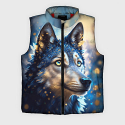 Мужской жилет Волк на синем фоне, цвет: 3D-красный