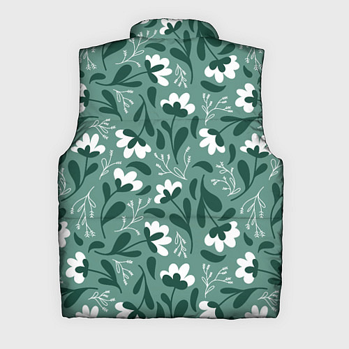 Мужской жилет Белые цветы - паттерн / 3D-Черный – фото 2