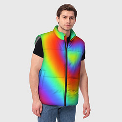 Мужской жилет Сердце - радужный градиент, цвет: 3D-светло-серый — фото 2